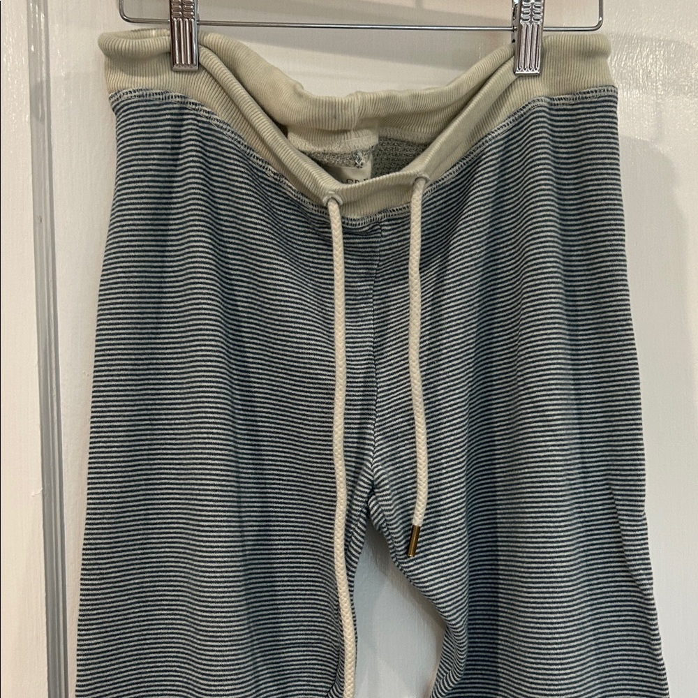 THE GREAT. Striped Navy & Cream Jogger Pants
